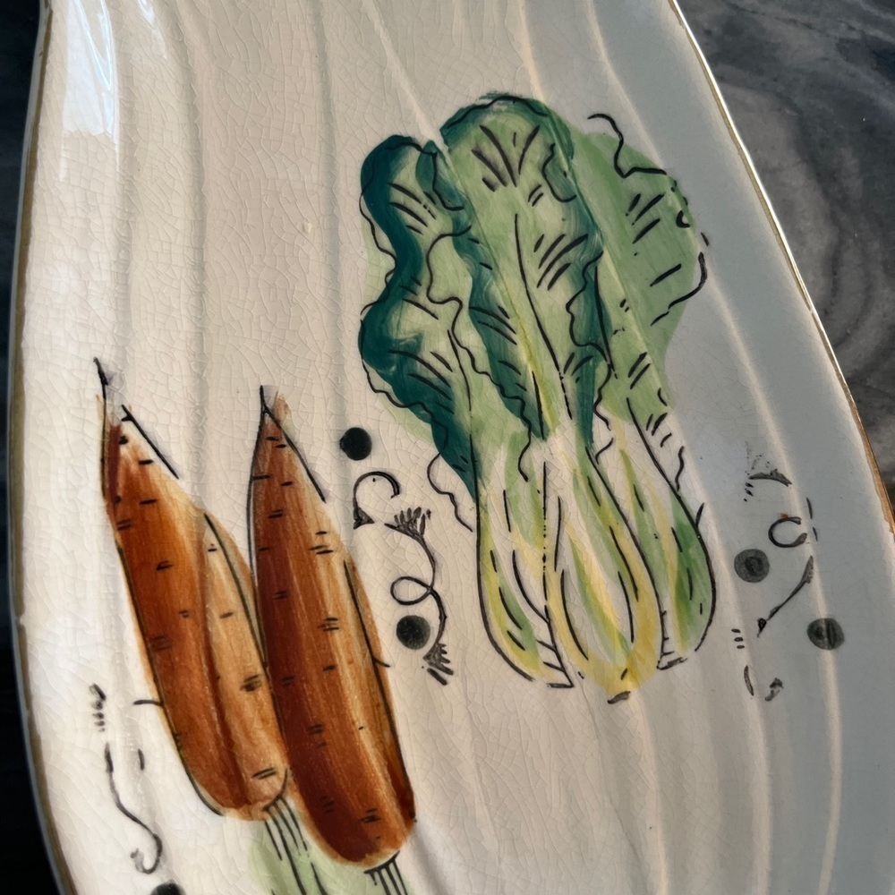 Vintage Crudités Plate Lettuce Form Japan MCM - Picture 3 of 6